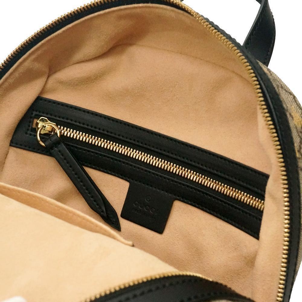 Gucci GG Supreme Bee Backpack Canvas Leather Black Beige Cream